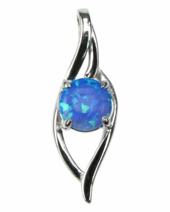 Blå Bølger Opal Smykke Vedhæng Med Blå Opal Sten  925 Sterling Sølv   Rhodium Belægning