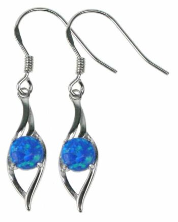 Blå Bølger Opal øreringe Med Blå Opal Sten  925 Sterling Sølv Og Rhodium Belægning