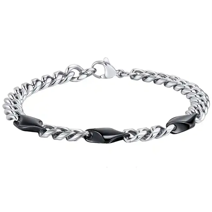 Black Steel Chain Bracelet   Herrearmbånd   Rustfrit Stål