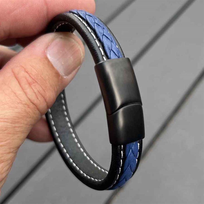 Blue Major Læderarmbånd Flet