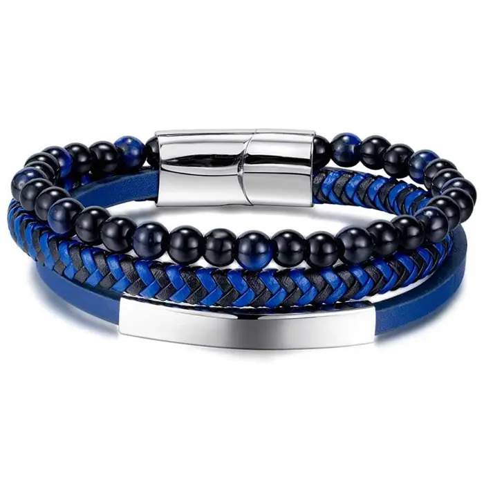 Blue Wice Armbånd Med Læder Og Perler