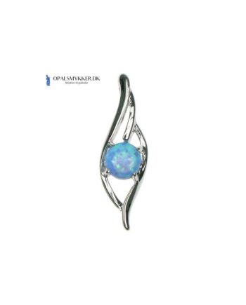 Bølge Sølv Smykke Halskæde Med Blå Opal Sten  925 Sterling Sølv   Rhodium Belægning