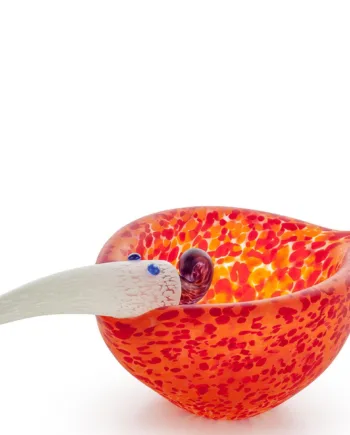 Borowski Glasskål Tweedy Glamourøs Fugl  Rød Orange