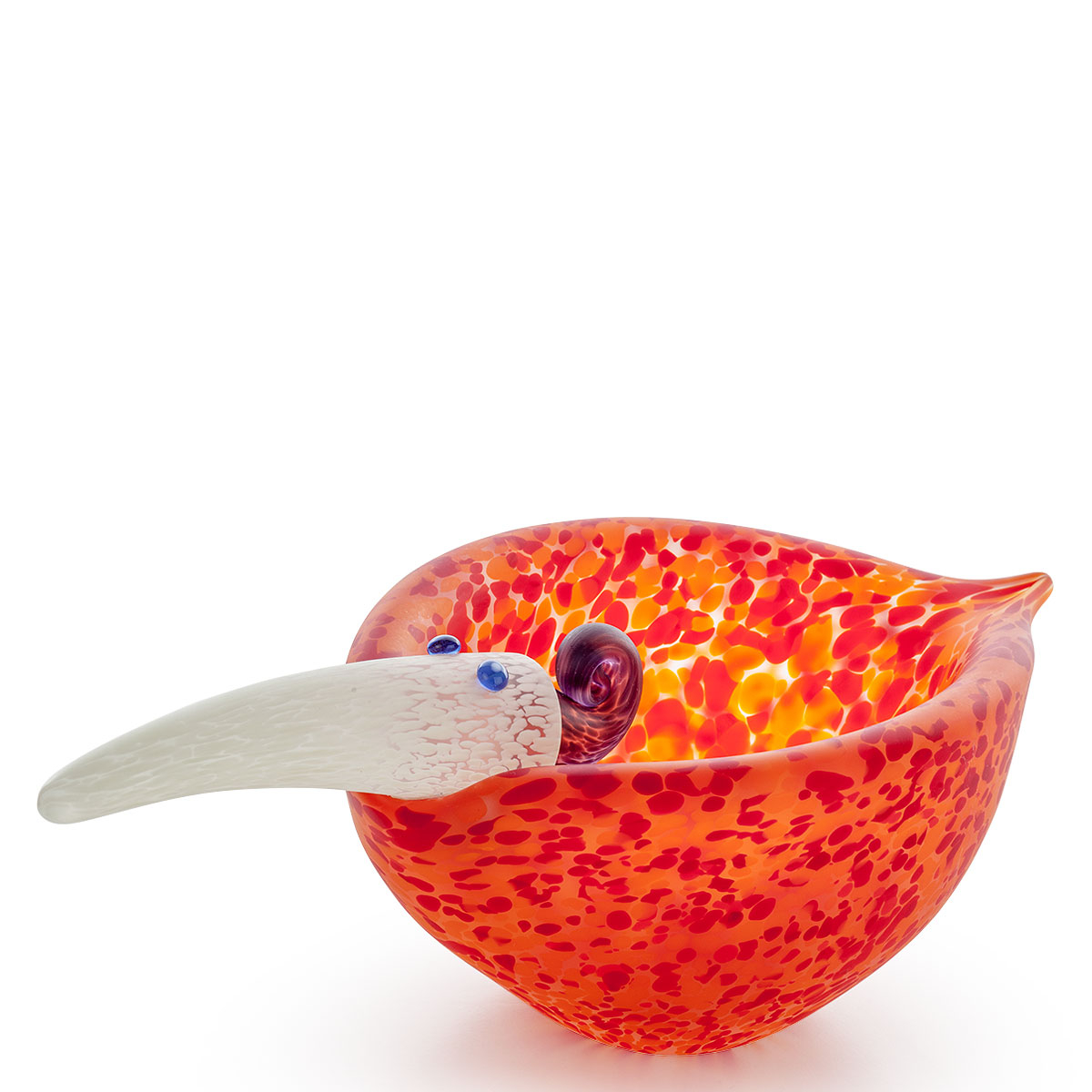 Borowski Glasskål Tweedy Glamourøs Fugl  Rød Orange