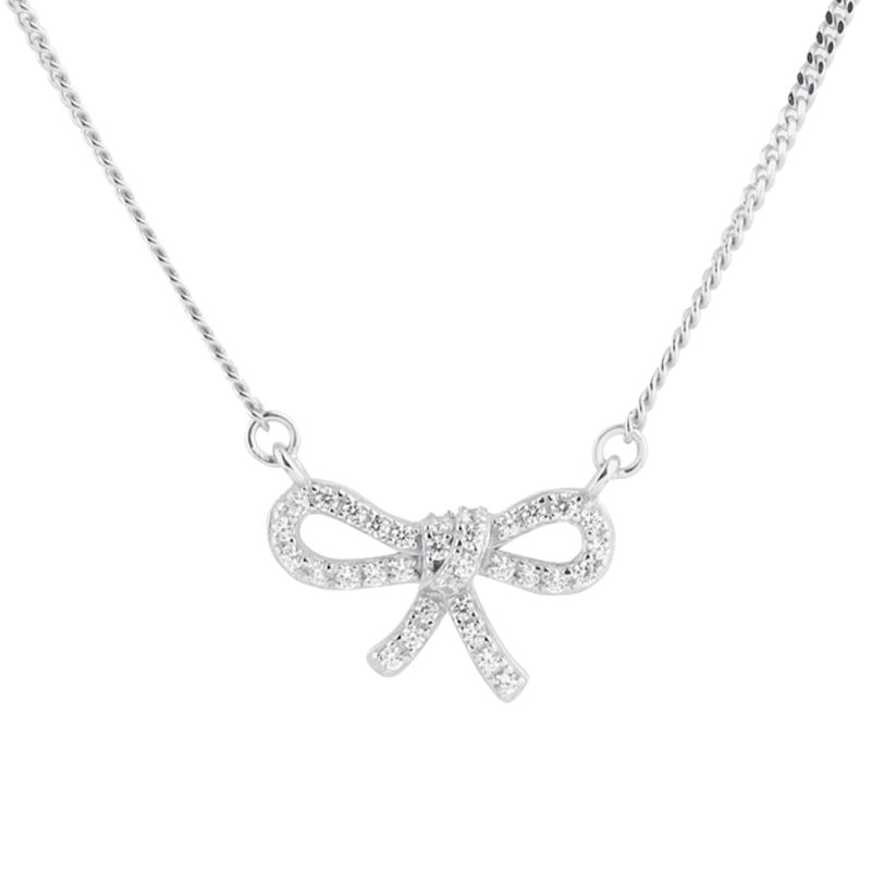 Bow Tie Necklace   Silver