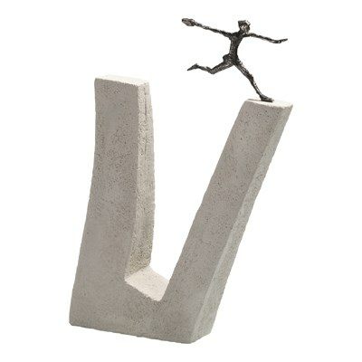 Bronzefigur  Quot Hvo Intet Vover Quot  På Hvid Sten  Højde 34 Cm  Gaveide 1995 - Kr  Afskedsgave Til Kollega