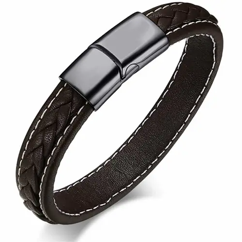 Brunt Imt  Læder Armbånd