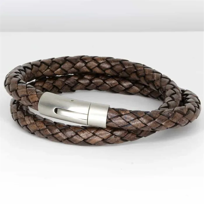 Brunt Læderarmbånd 8mm  Franks