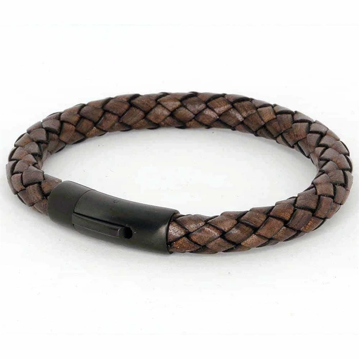Chart Læderarmbånd Brun Sort