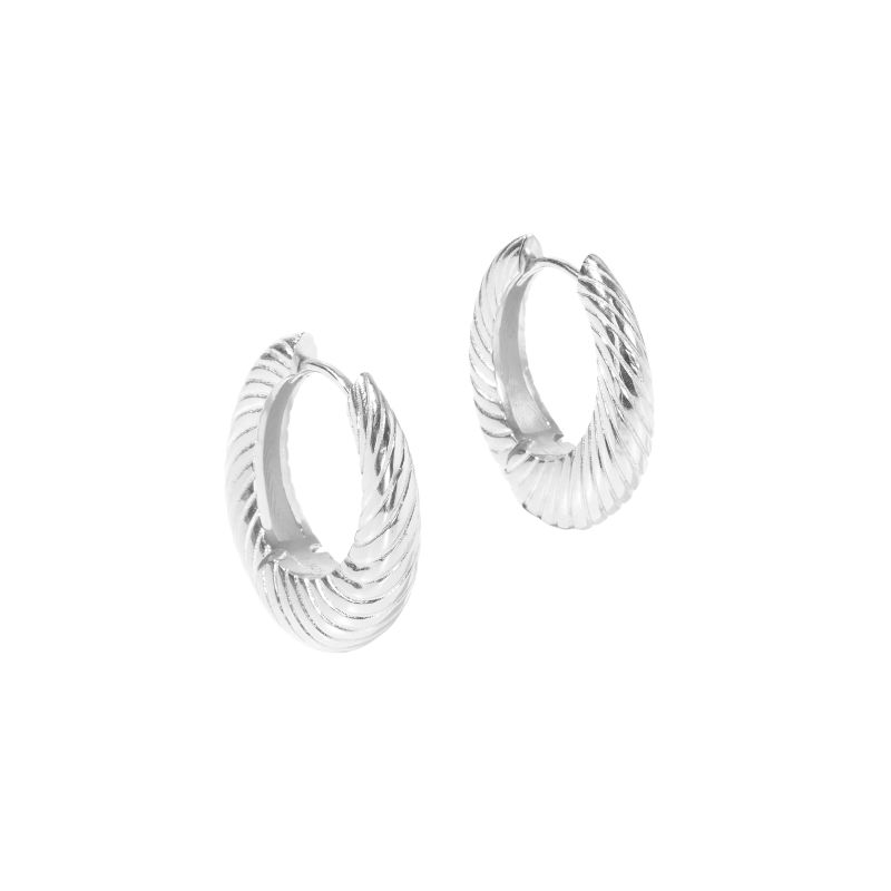 Chunky Line Hoop Big   Silver