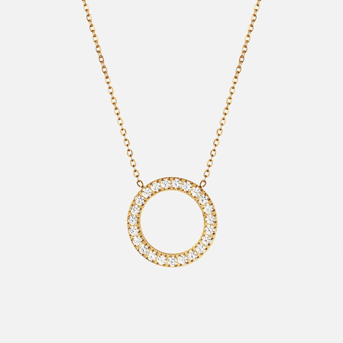 Circle Zirkon Halskæde 18k Guldbelagt 20mm