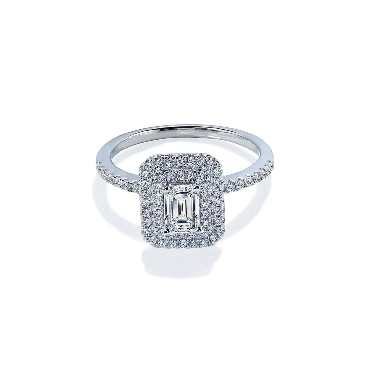 Corfu Forlovelsesring Med Hvid Emerald Cut Safir Og Diamanter