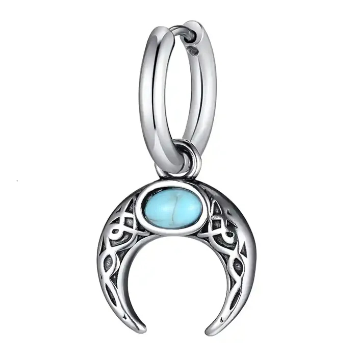Crescent Turquoise   Herreørering   Rustfrit Stål