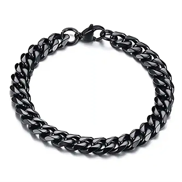 Cuban Chain Herrearmbånd   Blackcoated Rustfri Stål     Mm