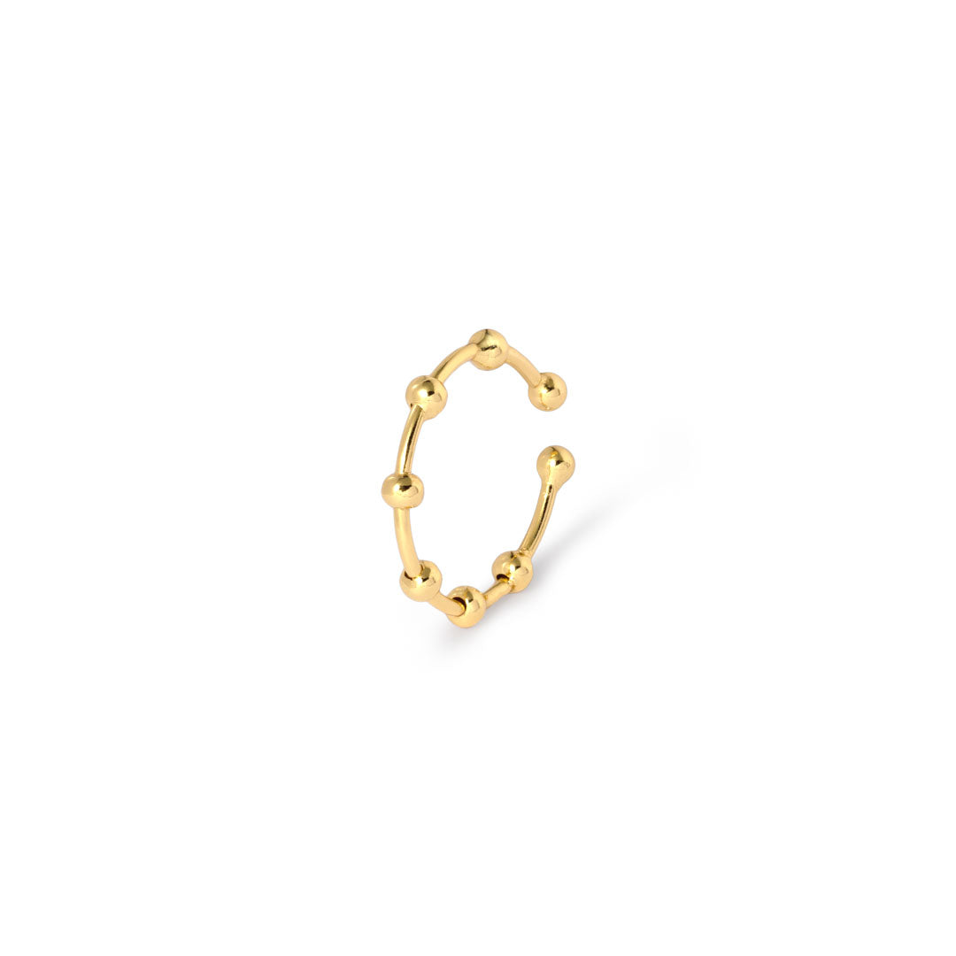 Cuff   Fingerring  Dotondot Onesize Regulerbar Størrelse 18 Karat Forgyldt Sterling Sølv