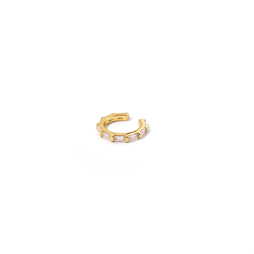 Cuff   ørering  Baguette Cuff Onesize Regulerbar Størrelse 18 Karat Forgyldt Sterling Sølv