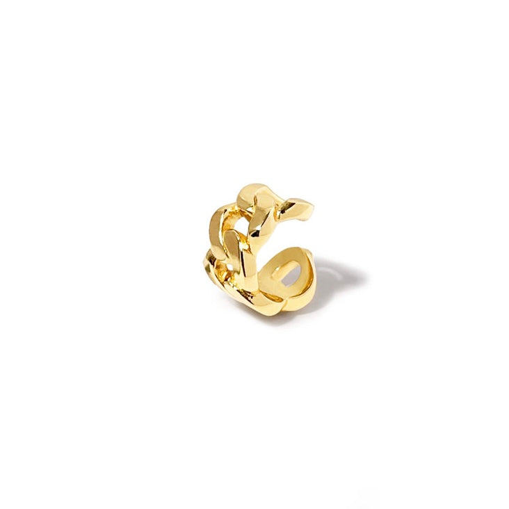 Cuff   ørering  Chunkychaincuff Onesize Regulerbar Størrelse 18 Karat Forgyldt Sterling Sølv