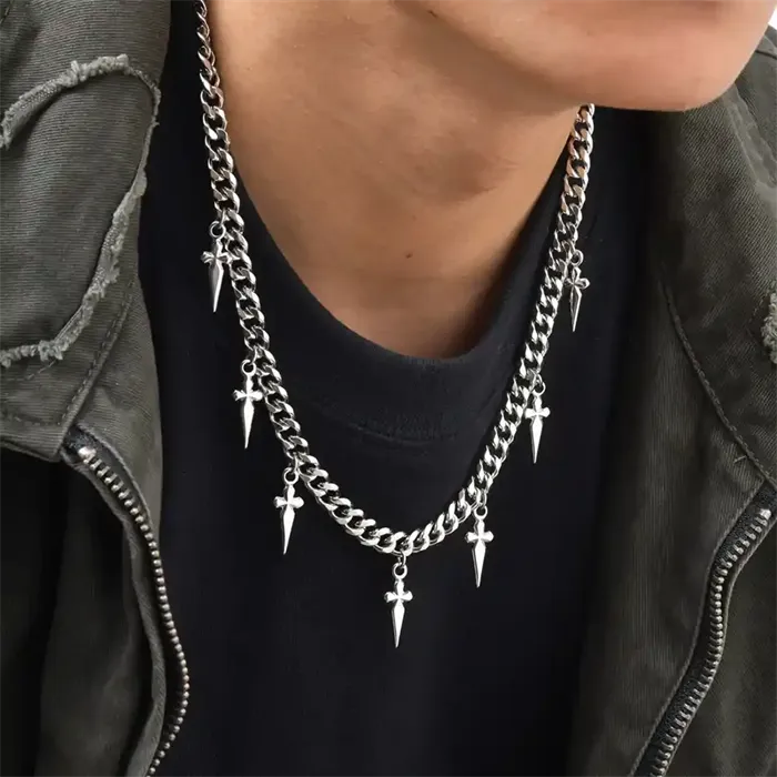 Dagger Chain Halskæde   Rustfrit Stål     Mm   50 Cm