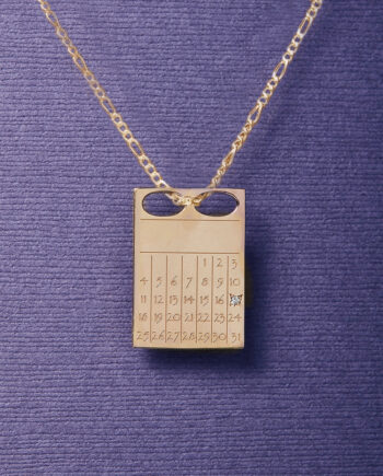 Dateplate Vedhæng Og Halskæde Uden Måned 50 Cm 18 Karat Sterling Sølv Med Diamant