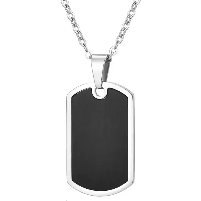 Dog Tag Blacksteel   Klassisk Halskæde Til Mænd