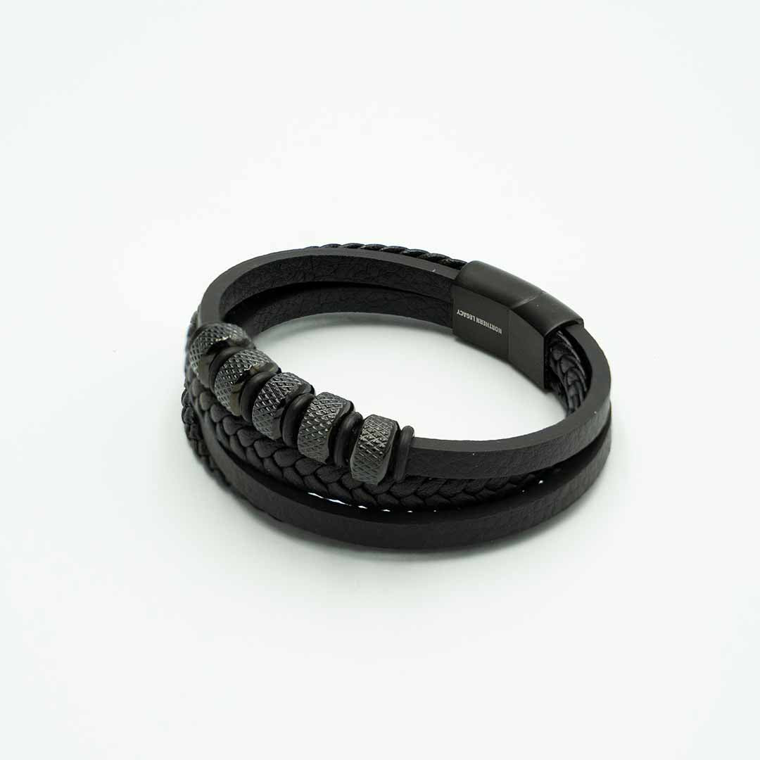 Drift Læder Og Perler Armbånd   19 Cm Herre Northern Legacy