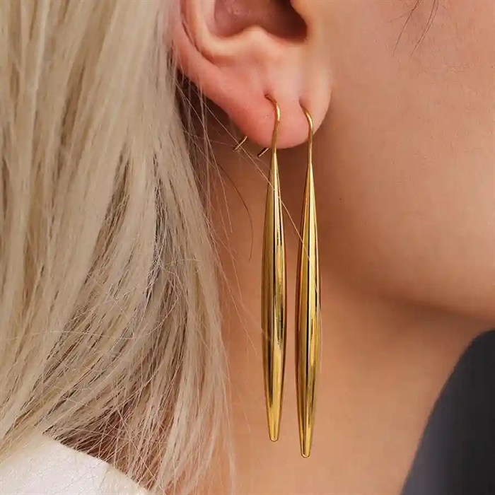 Drop Long ørering   Lang Forgyldt ørering   ædelstål   Cm