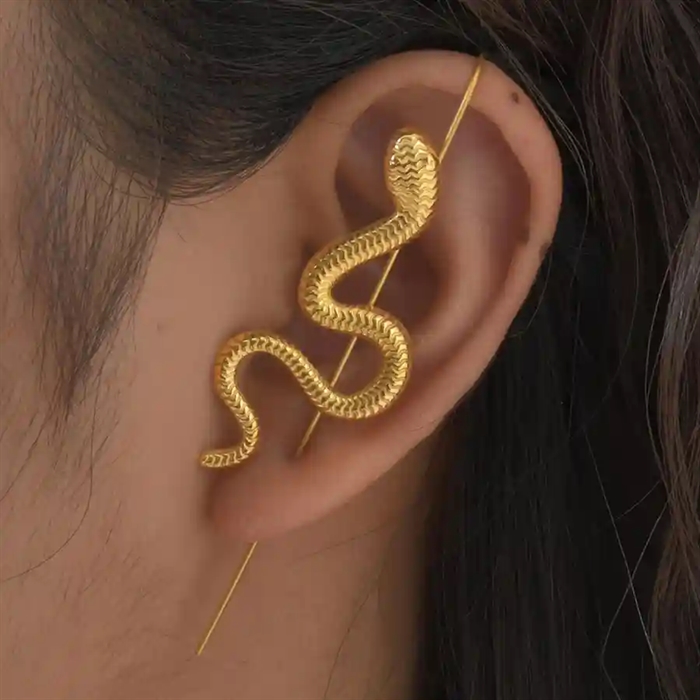 Elegant Slange-ørering   Forgyldt Design Golden Snake Climber
