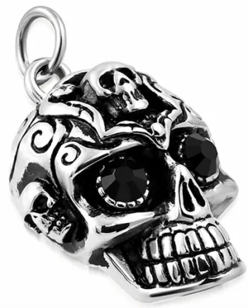 Face Of Skull Halssmykke Med Kæde
