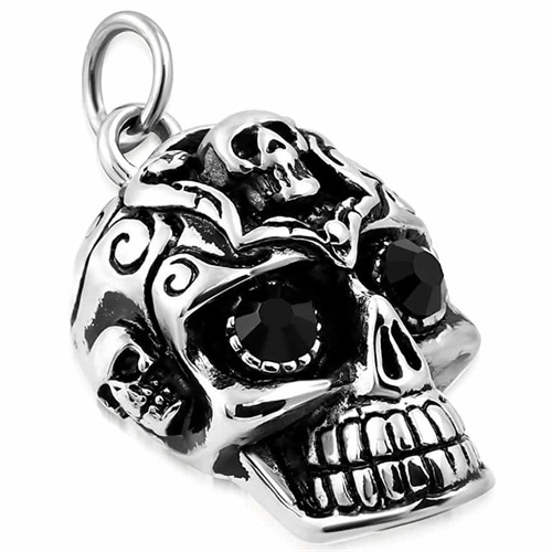 Face Of Skull Halssmykke Med Kæde