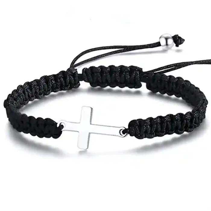 Faith Cord   Herrearmbånd Med Stålkors