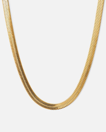 Flad Snake Halskæde 18k Guldbelagt 4mm