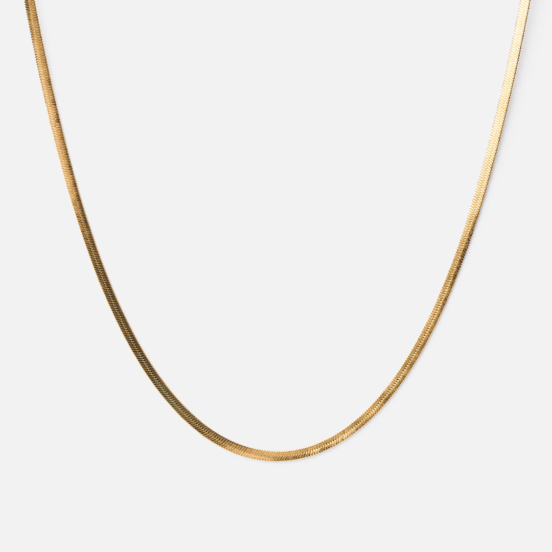 Flad Snake Halskæde 18k Guldbelagt 2mm