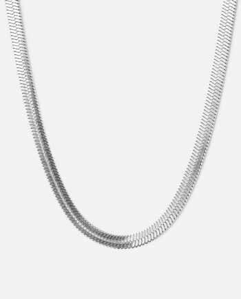 Flad Snake Halskæde Sølvfarvet 4mm