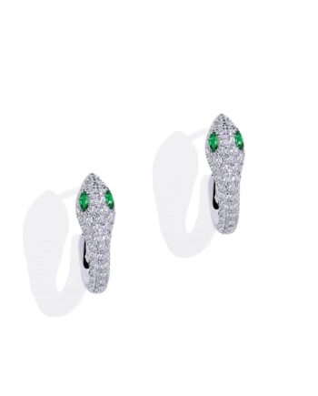 Flora Slange øreringe   Sterling Sølv Med Grønne Emerald Sten