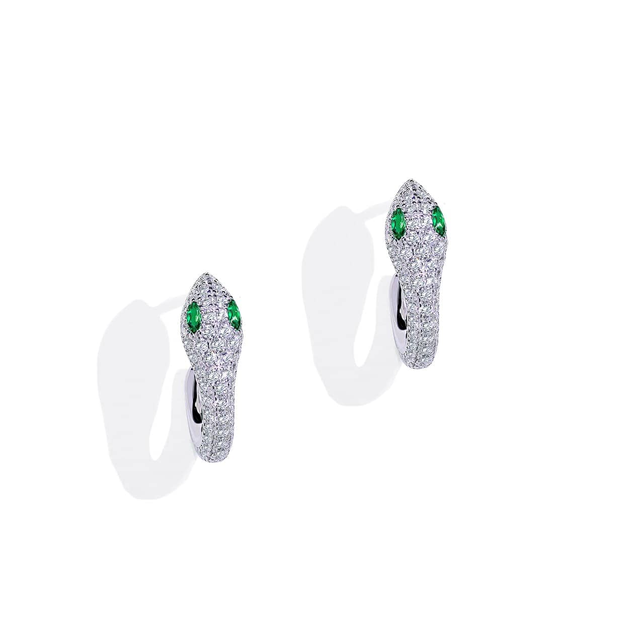 Flora Slange øreringe Sterling Sølv Med Grønne Emerald Sten