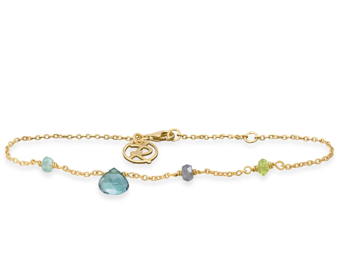 Forgyldt Armbånd Med Grøn Kvarts  Grøn Turmalin  Flourit  Peridot  Rabinovich Design Smykker