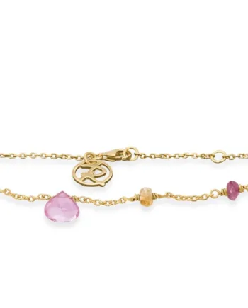 Forgyldt Armbånd Med Pink Turmalin  Grøn Turmalin  Pink Topas  Citrin  Hurtig Levering På Design Smykker Fra Rabinovich