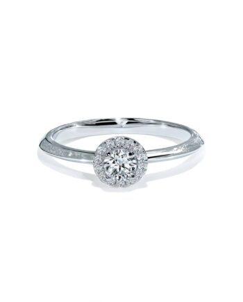 Oxford Silver Halo Square Solitaire Ring Med Sten