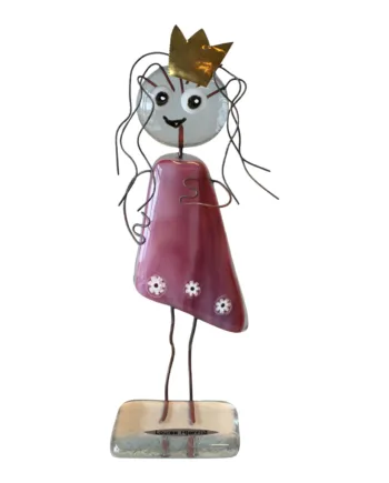 Glasfigur Prinsesse Med Krone Og Lyserød Kjole