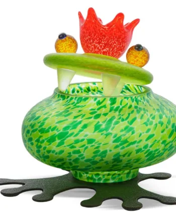 Glasfrø Med Låg  Grøn Borowski Glaskunst