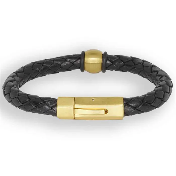 Golden Deluxe Læderarmbånd Sort