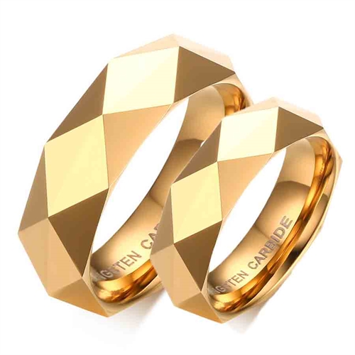 Golden Flot Faceteret Tungsten Ring