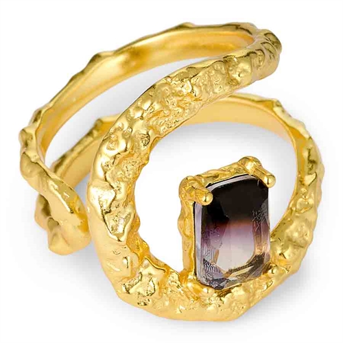 Golden Leda Ring Med Cz Sten   Sterling