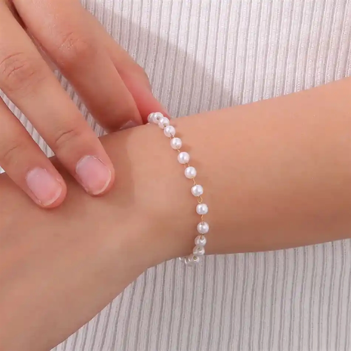 Golden Pearl Bracelet   Elegant Perlearmbånd