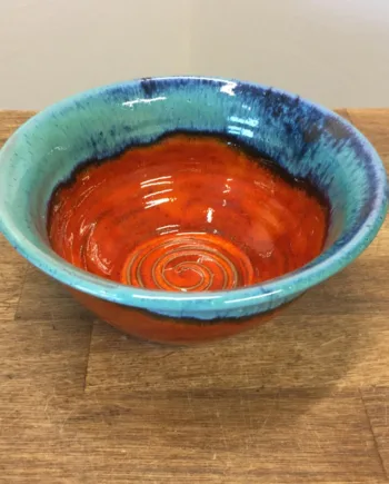 Håndlavet Keramik Skåle  12 Farver  Unika Keramik Skål ø17 Cm  Hurtig Levering  Farve Orange Turkis