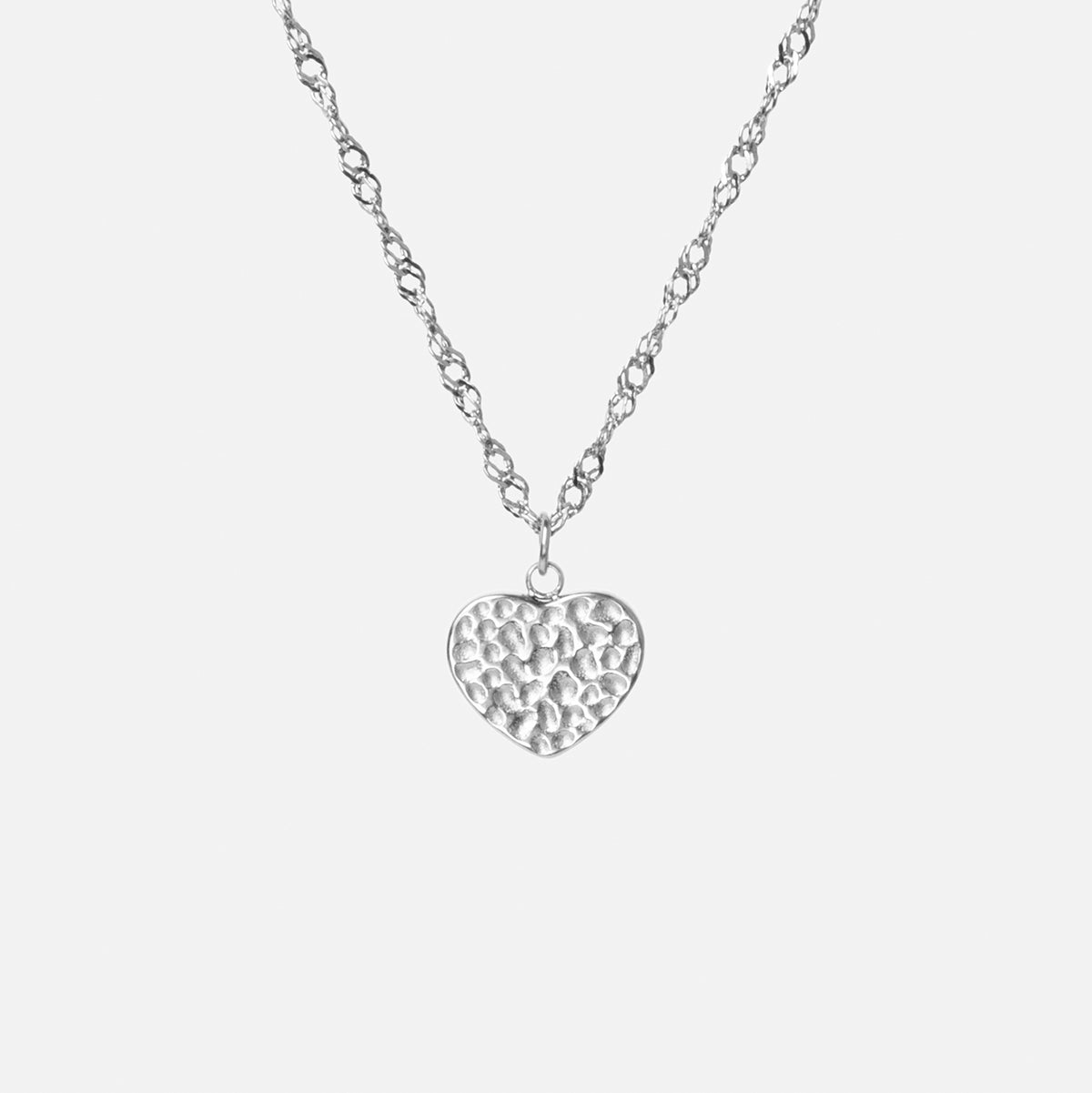 Hammered Heart Halskæde Sølvfarvet