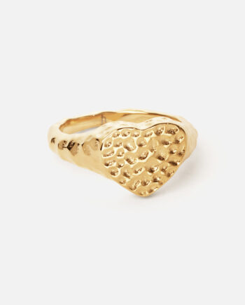 Hammered Heart Ring 18k Guldbelagt