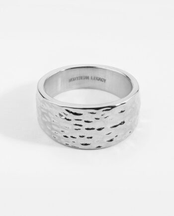 Hammered Signature Sølvtonet Ring Str    Herre Northern Legacy