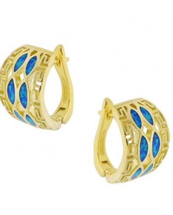 Hellas Opal øreringe Med Blå Opal Sten  925 Sterling Sølv   Guld Belægning