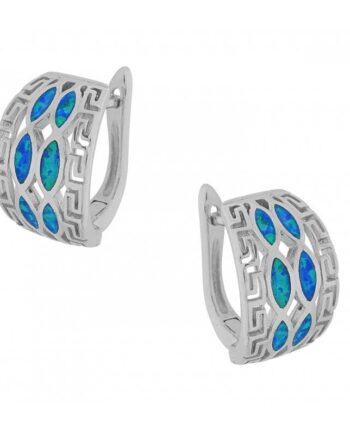 Hellas Opal øreringe Med Blå Opal Sten  925 Sterling Sølv   Rhodium Belægning